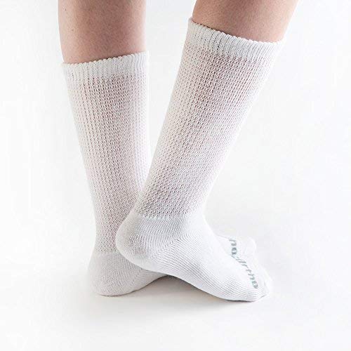 [Australia] - Doc Ortho Ultra Soft Loose Fit Diabetic Socks for Men and Women, 3 Pairs, Crew White X-Large 