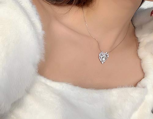 [Australia] - Dainty Heart Pendant Necklace Silver Plated Shining Rhinestone Necklace for Women Girls 