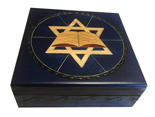 [Australia] - Blue Star of David Secret Jewelry Keepsake Box Judaica Polish Handmade Jewelry Box 