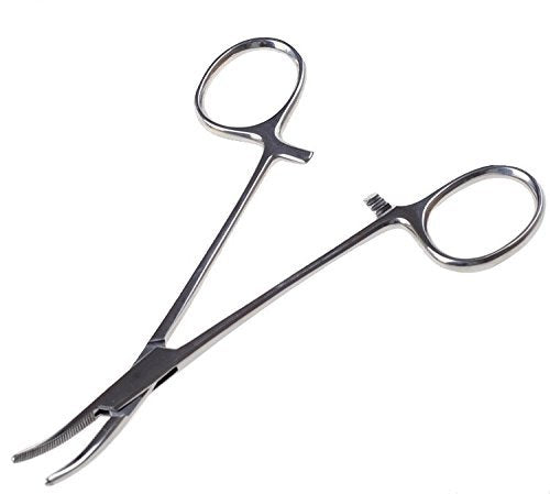 [Australia] - WUWYOUWL Hemostat Forceps, Stainless Steel Dog Cat Pet Scissors Ear Hair Clamp Fishing Scissors Tools (12.5cm Bent) 12.5cm Bent 