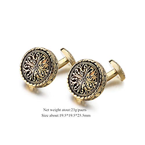 [Australia] - Cufflinks for Men Vintage Style Irish Celtic Knot Ball Return Fixed Backing Cuff links Mens French Shirts Accessory Wedding Best Man Tuxedo Studs Father's day Groomsmen Gifts Box Yellow 