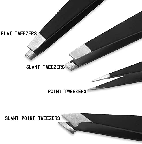 [Australia] - Professional Tweezers Set 4 Pack, Point Tweezers, Slant-Point Tweezers Slant Tweezers (Colorful 4) Colorful 4 