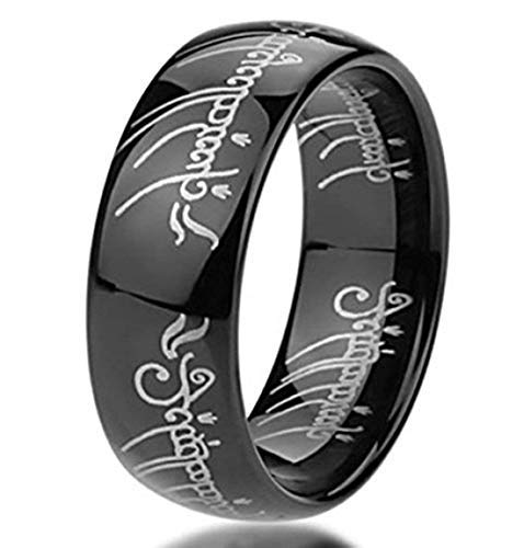 [Australia] - BOMSI The One Ring Lord The Rings Style Tungsten Ring Gold Color Lord Rings Laser Etched Black 6 
