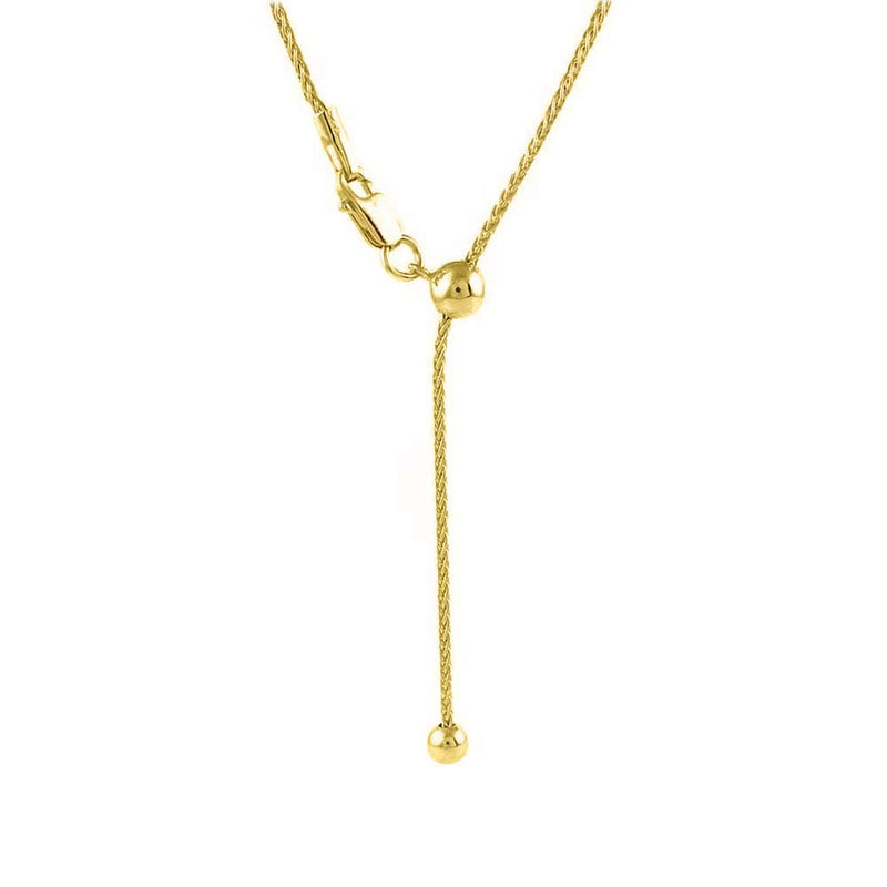 [Australia] - 925 Sterling Silver 1.3MM Adjustable Wheat Chain Necklace, Bolo Necklace, Slider Necklace, Adjustable Fox Tail Spiga Necklace, Extends Up to 24 Inches, Sterling Silver Jewelry Gold Plated 