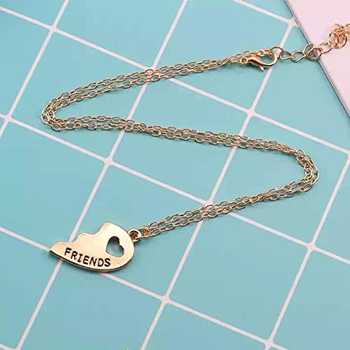 [Australia] - Silver/Gold Heart Shaped Pendant Best Friends Necklace For 2 - Stainless Steel - Gifts For Friends Female - Best Friend Necklaces - BFF Necklace For 2 - Best Friend Necklaces For 2 