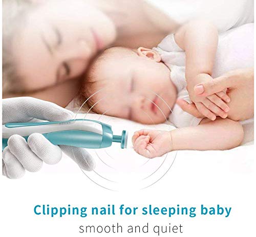 [Australia] - Electric Baby Nail File with Light, Safe Baby Nail Trimmer Clipper - Electric Nail Clippers Kit with 6 Grinding Heads for Newborn Infant Toddler Kids Toes and Fingernails 