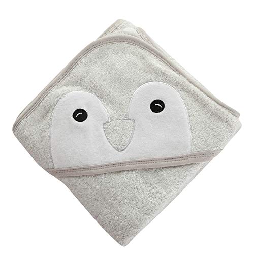 [Australia] - MKW Babies Hooded Baby Towel - Animal, Hooded Bath Towels for Babies, Toddlers – Baby Towel Perfect Baby Gift for Boys and Girl (Grey Penguin) Grey Penguin 