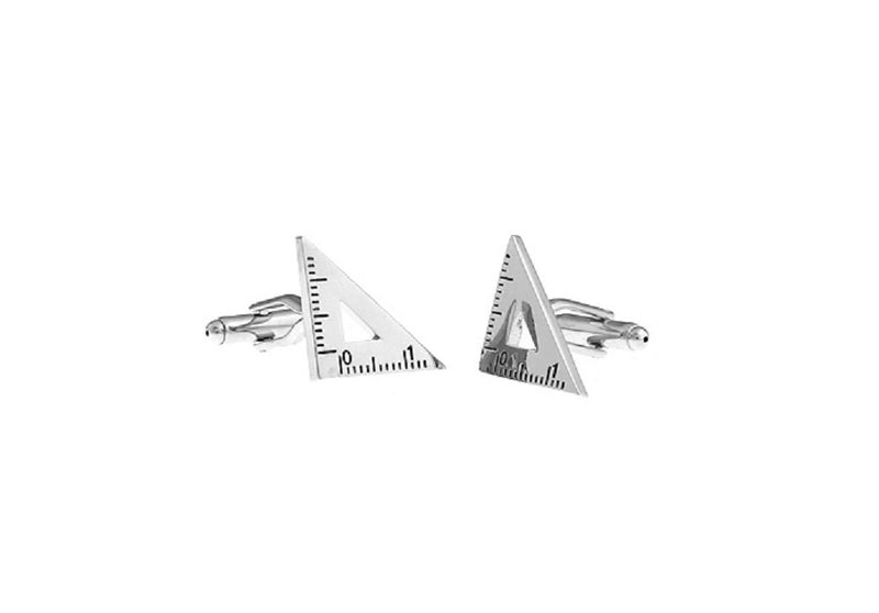 [Australia] - MRCUFF Ruler Triangle Architect Pair Cufflinks in a Presentation Gift Box & Polishing Cloth 