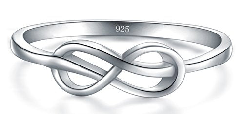 [Australia] - BORUO 925 Sterling Silver Ring, High Polish Infinity Symbol Tarnish Resistant Comfort Fit Wedding Band Ring Size 4-12 