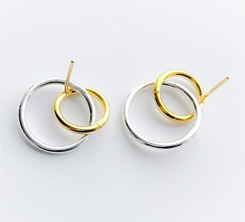 [Australia] - iszie jewellery sterling silver earrings circle link hoop stud earrings fashion earrings. 18k Gold 