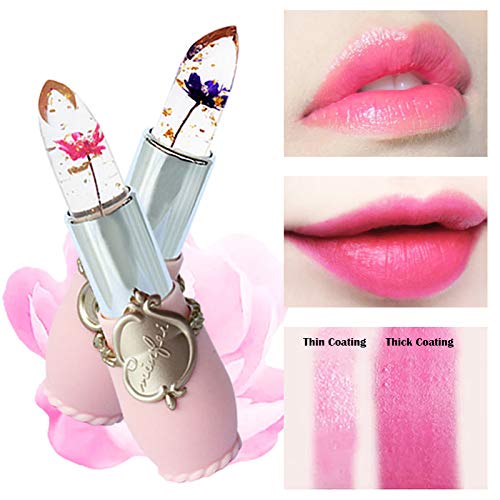 [Australia] - Flower Lip Gloss Crystal Jelly Lipstick, 6 Packs Long Lasting Nutritious Lip Balm Lips Moisturizer Magic Temperature Color Change Lipgloss (pink) pink 