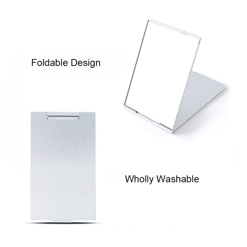 [Australia] - Portable Folding Mirror, Unisex Ultra Slim Durable Small Tabletop Folding Compact Makeup Mirrors for Travel (5.6x8.4cm, Aluminum Shell) S (Pack of 1) 