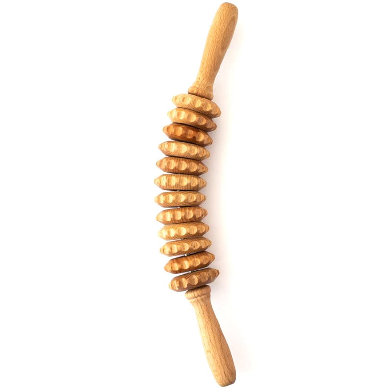 [Australia] - Mr. Woodware Professional Wooden Sturdy Lymphatic Drainage Curved Roller - 15.6 inch Soft Tissue Therapy - Recommended by Professionals 