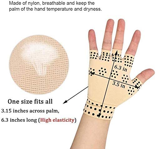 [Australia] - RZJZGZ (2Pairs) Compression Gloves Magnetic Anti-Arthritis Fingerless Gloves Relief Hand Heal Joints Pain Nude 