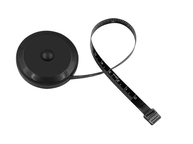[Australia] - Pack of 2 Retractable Round Black Dual Sided Body Measuring Tape/Ruler Sewing Cloth Tailor Tape Soft Tape, 60inch and 150cm Double-Sided Sesign Black 