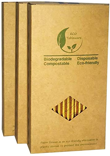 [Australia] - YiYi Nature Daily Gold Foil Paper Straws, Metallic Shining Biodegradable Straws for Drinking, Party, Wedding, 7.75 Inch Pack of 100 (YY-417) 