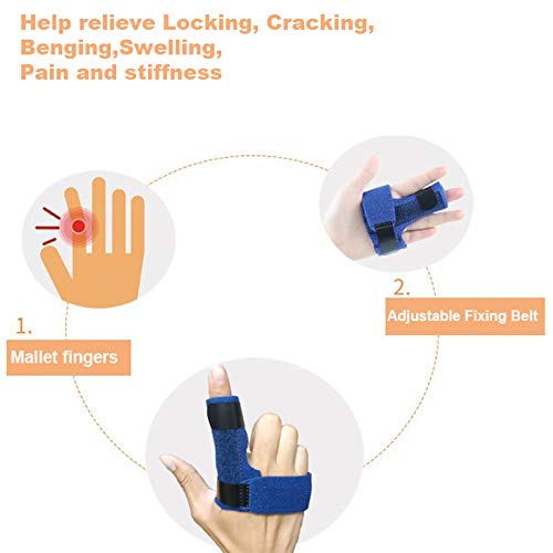 [Australia] - Trigger Finger Splint, Finger Knuckle Support Brace, Adjustable Brace for Straightening Curved, Bent, Locked and Mallet Finger Thumb,Ring,Index(Right) Blue Right hand 