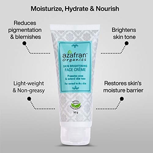 [Australia] - Azafran Organics Skin Brightening Face Cream, 50 Grams Luminous Toner, Clean Complexion and Glowing Skin With Coconut Oil and Niacinamide For Anti-Aging and Wrinkle 