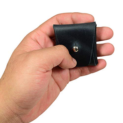 [Australia] - Hide & Drink, Leather Minimalist Coin Pouch, EarPods Case, SD Card Holder, Wallet and Cash Organizer, Handmade :: Charcoal Black 