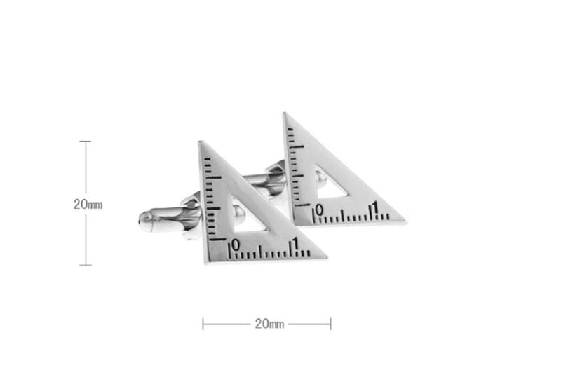 [Australia] - MRCUFF Ruler Triangle Architect Pair Cufflinks in a Presentation Gift Box & Polishing Cloth 