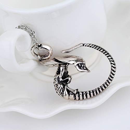 [Australia] - Unisex 925 Sterling Silver Plated Alien Vs Predador Cub Charm Pendant Necklace,20 inch chain 