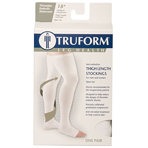 [Australia] - Truform Surgical Stockings, 18 mmHg Compression for Men and Women, Thigh High Length, Open Toe, White, X-Large X-Large (Pack of 1) 