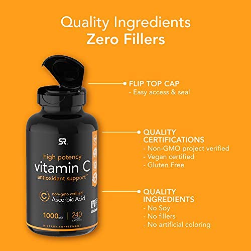 [Australia] - Vitamin C 1000mg (240 Veggie-Capsules) | Non-GMO Project Verified Vitamin C Supplement for Immune Support & Antioxidant Protection 240 Count (Pack of 1) Softgels 