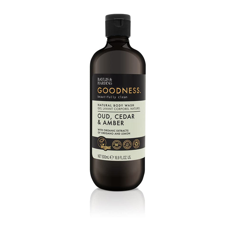 [Australia] - Baylis & Harding Goodness Body Wash Bundle: 3 x Lemongrass & Ginger 500ml and 3 x Oud, Cedar & Amber 500ml (6 bottles) - Vegan Friendly Body Wash Bundle 1 