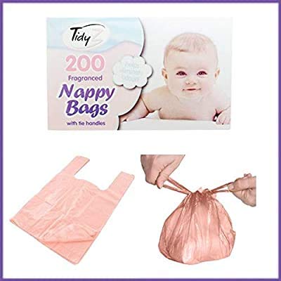 [Australia] - 400 Baby Fragrant Scented Disposable Nappy Bags with tie Handles (400 Nappy Sacks in Total) 2 Packs 