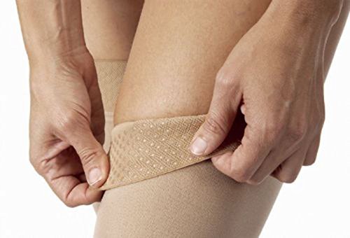 [Australia] - JOBST Relief Thigh High 15-20 mmHg Compression Stockings with Silicone Band, Open Toe, Beige, Large 