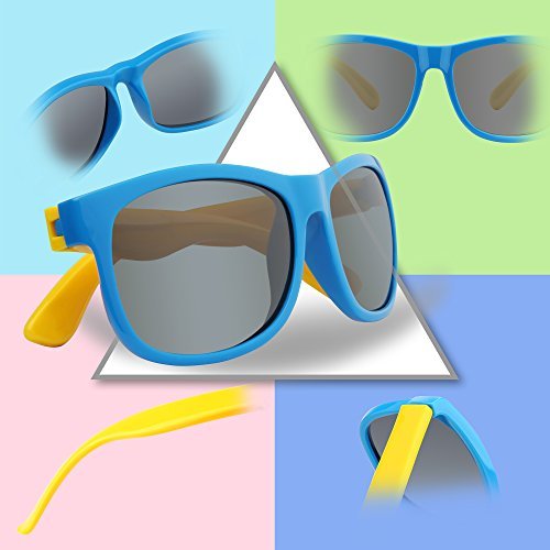 [Australia] - RIVBOS Rubber Kids Polarized Sunglasses With Strap Glasses Shades for Boys Girls Baby and Children Age 3-10 RBK023 Rbk023-1 Blue 