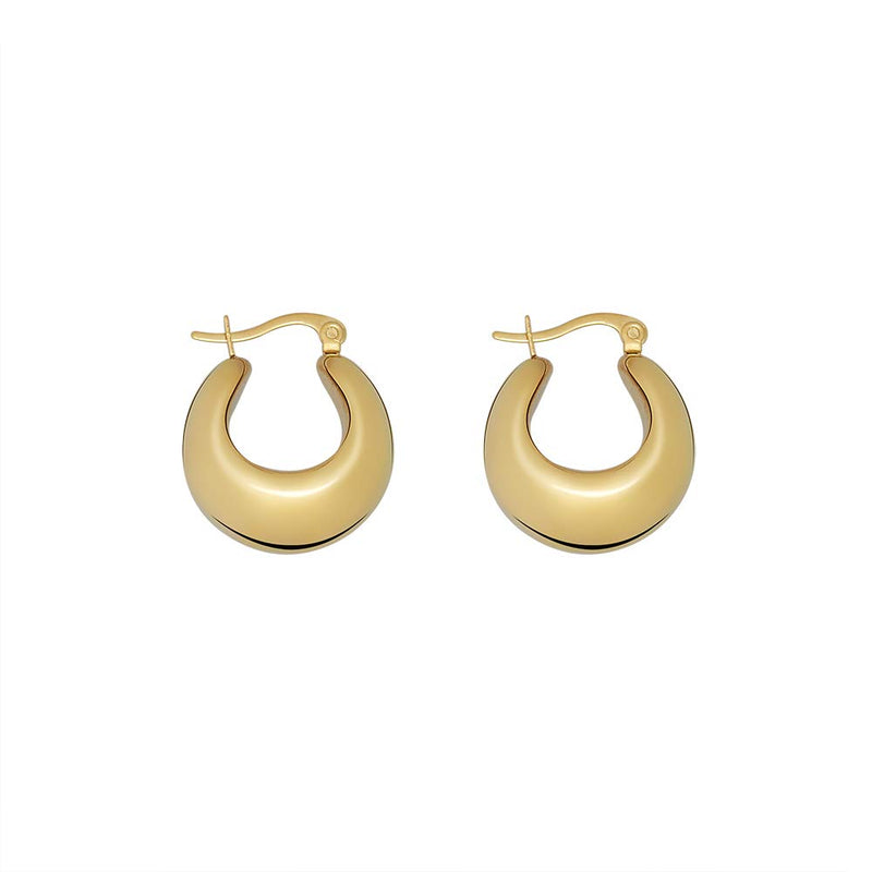 [Australia] - Edforce Stainless Steel Wide Large Thick Rounded Tube Hoop Earrings Gold 21.0 Millimeters 