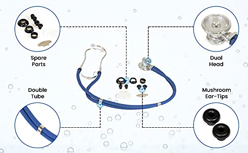 [Australia] - Primacare DS-9295-BL 30" Sprague Rappaport Style Stethoscope for Doctors, Nurses and Medical Students, First Aid Professional Dual Head Cardiology Kit for Men, Women and Pediatric, Blue 