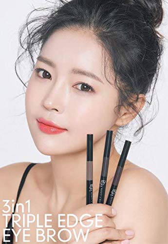 [Australia] - BOM 3 in 1 Triple Edge Eyebrow Pencil with Blender and Spoolie Long Lasting Waterproof, Dark Brown #02 DARK BROWN 