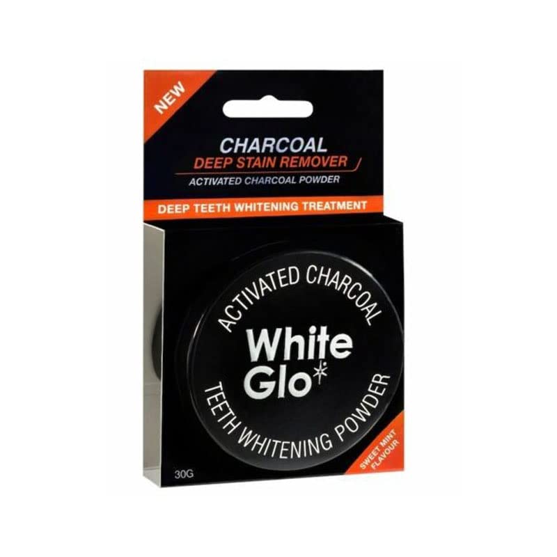 [Australia] - White Glo Activated Charcoal Teeth Whitening Powder, Highly Absorbent to Clean Deep Stains and Discolouration, Fresh Mint Flavour 