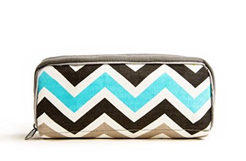 [Australia] - Stylish Essential Oil Travel Bag - Holds 10 5ml-15ml Vials - Perfect Essential Oils Case for Travel - Fits Easily in a Purse or Makeup Bag (Blue/Green Chevron) Blue/Green Chevron 