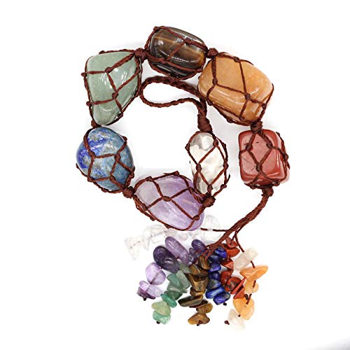 [Australia] - Techson 7 Chakra Tassel Stones Hanging Set, Reiki Healing Crystals Ornament, Gemstone Spiritual Meditation Home Car Decoration 