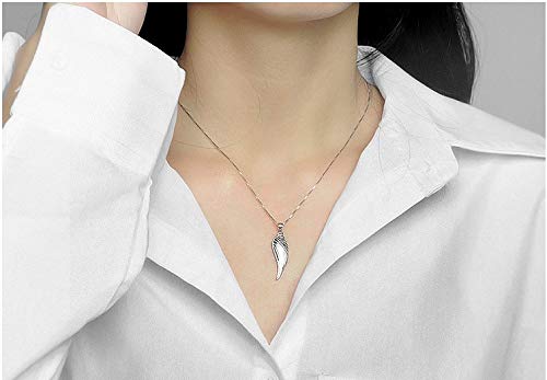 [Australia] - findout Women Angel Wing Necklace Silver Cubic Zirconia Angel Wing Pendant Necklace With Curb Chain 18Inch .For Women Girls (f1427) 