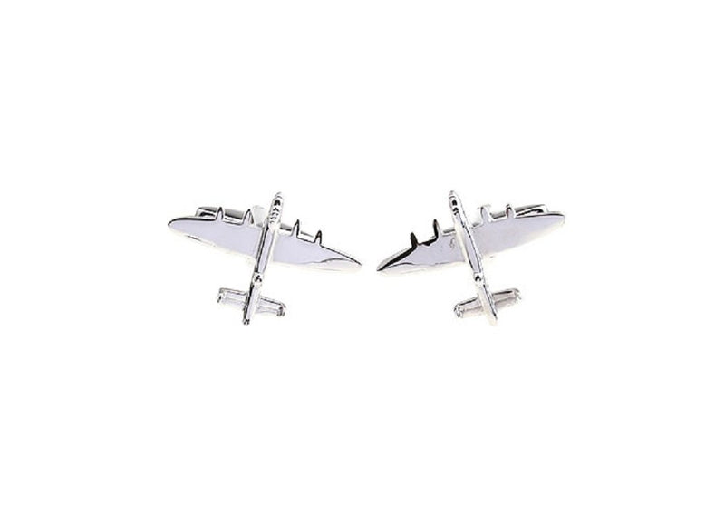 [Australia] - MRCUFF Airplane Plane Bomber Jet Pilot Pair Cufflinks in a Presentation Gift Box & Polishing Cloth 