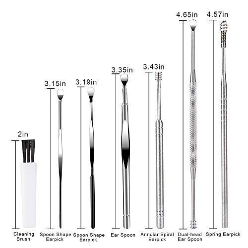 [Australia] - 7 Pcs Ear Pick, BetyBedy Ear Cleansing Tool Set, Ear Curette Earwax Removal Kit with a Small Cleaning Brush and Storage Box, Silver 
