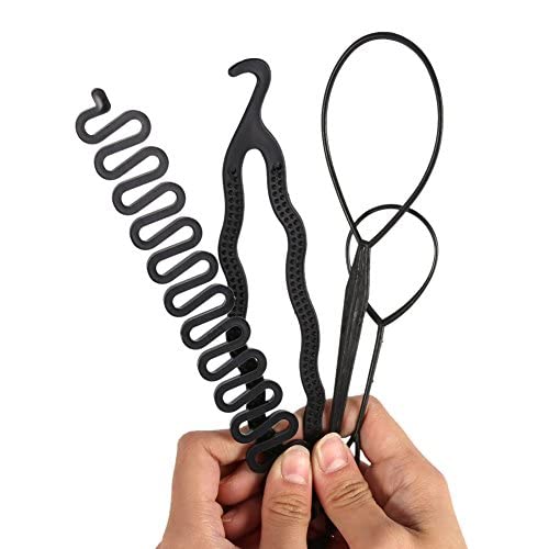 [Australia] - Hair Styling Set, Fashion Hair Design Tools Accessories Hair Style Bun Braid Maker Kit Stretch DIY Modelling Loop Tool Magic Simple Fast Spiral Hair Braiding Topsy Tail for Hairdress Girls Women(4Pcs) 