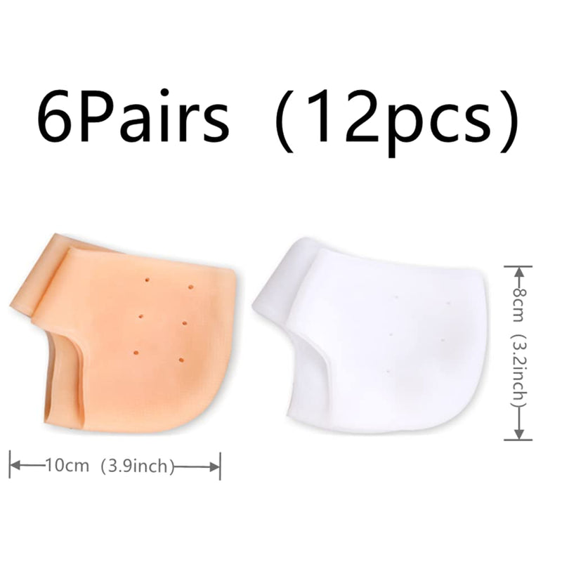[Australia] - 6 Pairs Gel Heel Covers Relieves Pain Heel Sleeves Moisturizing Heel Protectors Breathable Heel Cushions Prevent Dry Cracking 