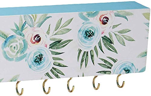 [Australia] - SANY DAYO HOME Wall Mounted Necklace Holder 16 x 3 inches Wood Hanging Jewelry Organizer with 15 Hooks for Necklaces, Girl Hair Bows, Bracelets - Elegant Rose 