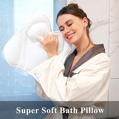 [Australia] - Bath Pillow Spa Bathtub Pillows Tub Cushion Head, Neck, Shoulder and Back Support Rest with 6 NonSlip Strong Suction Cups Home Bathing Relaxation 4D Mesh Material Gifts 