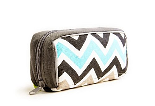 [Australia] - Stylish Essential Oil Travel Bag - Holds 10 5ml-15ml Vials - Perfect Essential Oils Case for Travel - Fits Easily in a Purse or Makeup Bag (Blue/Green Chevron) Blue/Green Chevron 