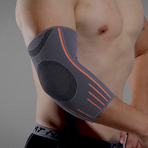 [Australia] - VITTO Elbow Support - Elbow Brace - Compression Arm Sleeve for Tendonitis - Arthritis - Best for Tennis Elbow - Golfers Elbow - Weightlifting (M, Grey, Single) M 1 
