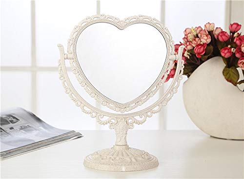 [Australia] - XPXKJ Mirror 7-Inch Heart Shaped Mirror Tabletop Vanity Makeup Mirror Beauty Mirror with 3X Magnification Vintage Mirror, Bathroom Bedroom Dressing Mirror (Beige Heart-Shaped) Beige heart 