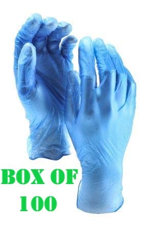 [Australia] - NEW Strong Quality Box of 100 Blue Medium Size Powder Free Vinyl Gloves, Latex Free Food Sade Gloves Easy to Wear Perfect for Daily use Multi Purpose USE 