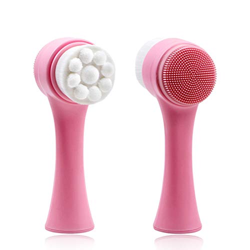 [Australia] - Vôsaidi Facial Brush Cleaning Exfoliate Brush Facial Skin Care Tool Pore Cleaner Cleaning Brush With Plastic handle (Pink) Pink 