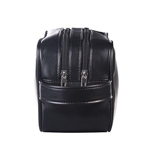 [Australia] - HappyDavid Soft PU Leather Zipped Travel Toiletry Bag Mens Ladies Supply Toiletry Bag Case(Black) 1.Black 